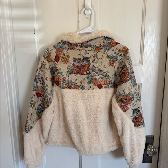 Cider Kitten Tapestry print fleece pullover size medium - Picture 5 of 8
